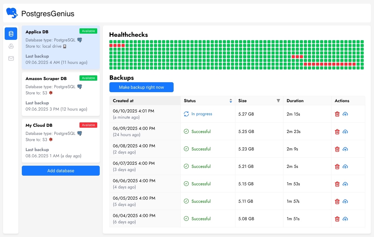 PostgresGenius dashboard interface